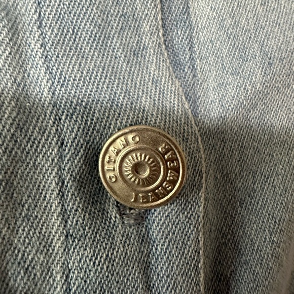 Gitano Light Blue Denim and Floral Button Up Shorts Romper with Pockets - Picture 8 of 11